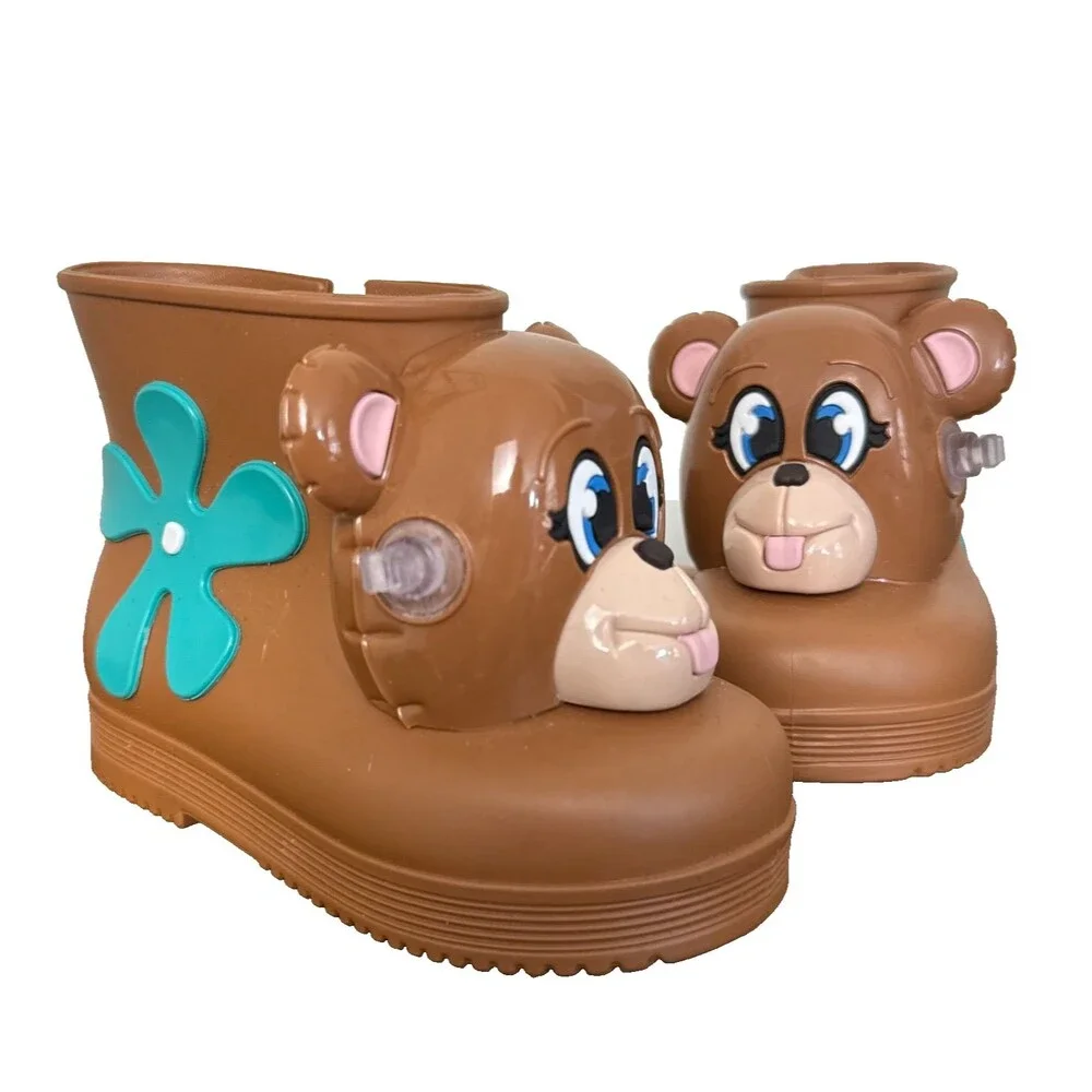 Mini Melissa Jeremy Scott Bear Rain Boots Toddler US 7/8 Brown Rubber Boots